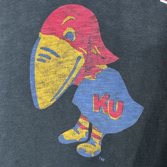 KU Jayhawks Men's Long Sleeve T Shirt Size L Banner Supply Co Retro Cotton Flaw - Picture 3 of 12